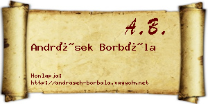 Andrásek Borbála névjegykártya
