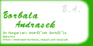 borbala andrasek business card